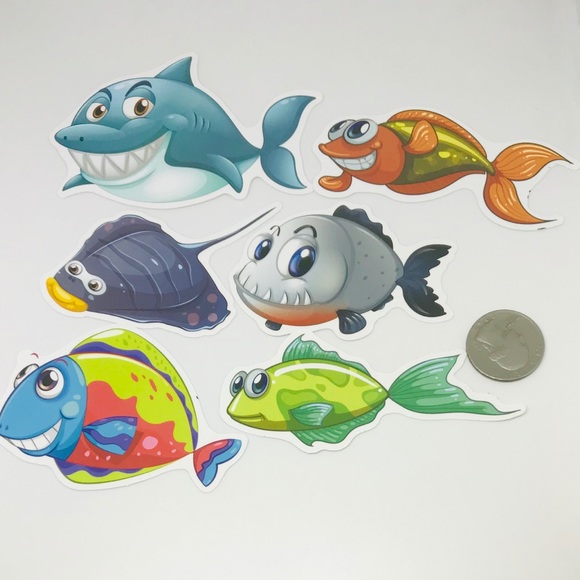 All Smiles Tropical Ocean Water Fish Cartoon Style Single Decor Sticker - Picture 2 of 4